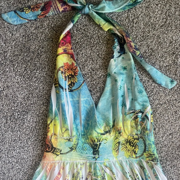 Halter Mini Dress Multi-Color 💜💙🧡💕💛💚❤️ - Picture 3 of 4